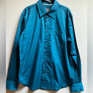 Armani Exchange Men's Teal Blue Cotton Button-Up Shirt - Size L